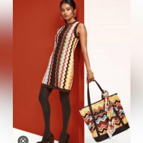 Missoni Dresses & Skirts - Missoni Chevron Zig Zag Patterned Sleeveless Sheath Dress in Brown Tones